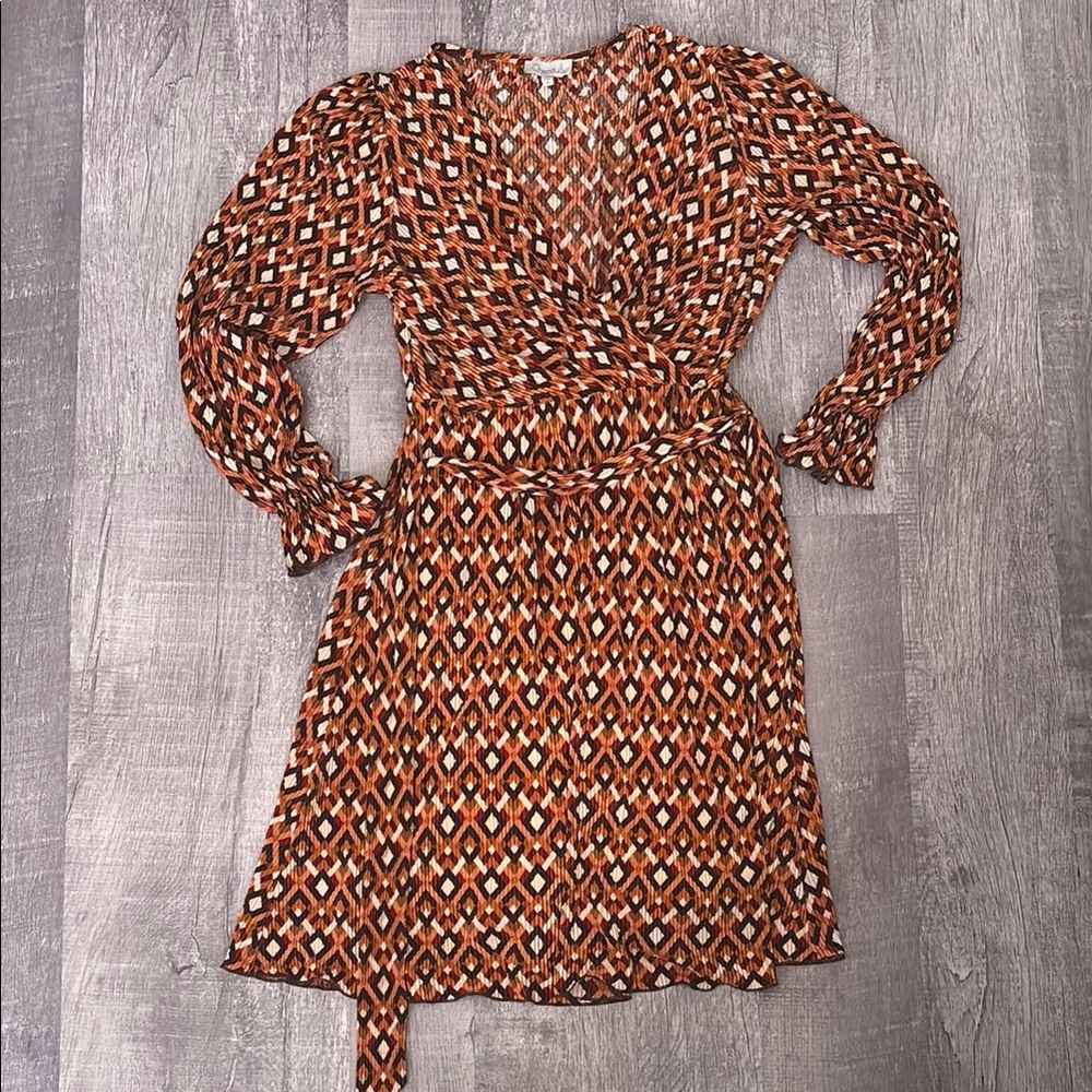 Geometric Print Wrap Dress